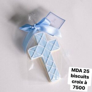 Biscuits Croix Baptême Bleu