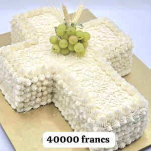 Gâteau Baptême Croix Roses