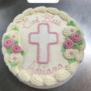Gâteau Baptême Rond Fleurs