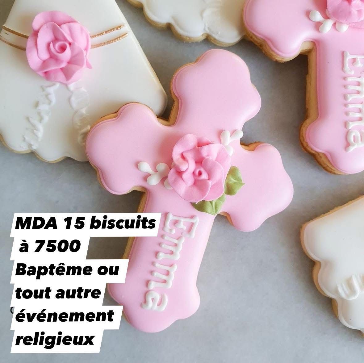 Biscuits Croix Baptême Rose